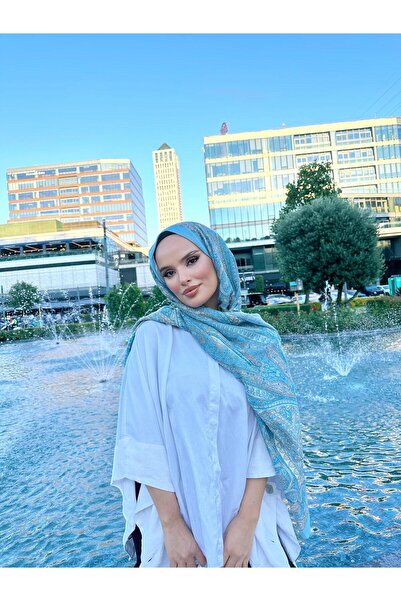 Shawl Passion ρετρό σχέδιο πολυμπριάζ μπλε σάλι