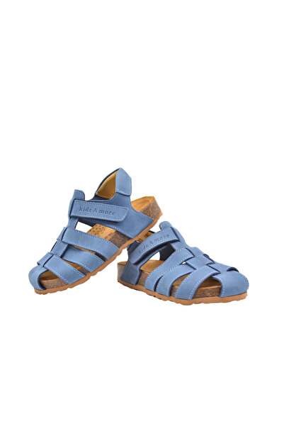 kids A more Leo Unisex Deri Çocuk Sandalet Kot Rengi