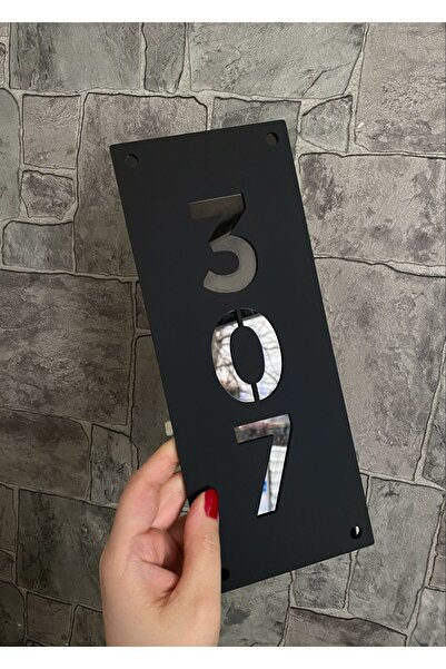 Yönline Double Siyah Mat Pleksi Kapı Numarası Kendinden Yapışkanlı Fine Seris...