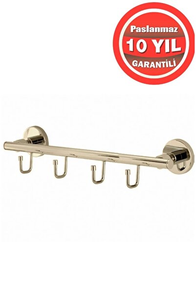ÇELİK BANYO Paslanmaz Pirinç Flora 4'Lü Set Askılık Altın Gold
