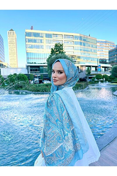 Shawl Passion ρετρό σχέδιο πολυμπριάζ μπλε σάλι