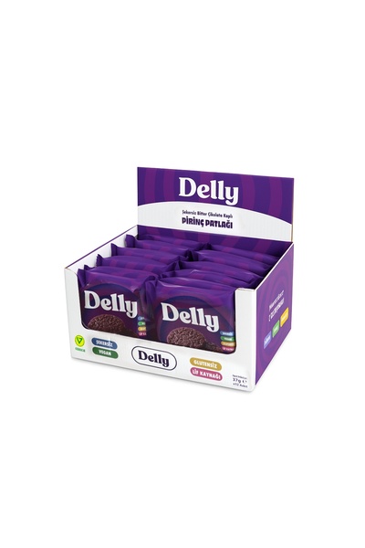 Delly 12 Adet Şekersiz / Çikolata Kaplı Pirinç Patlağı 37 g