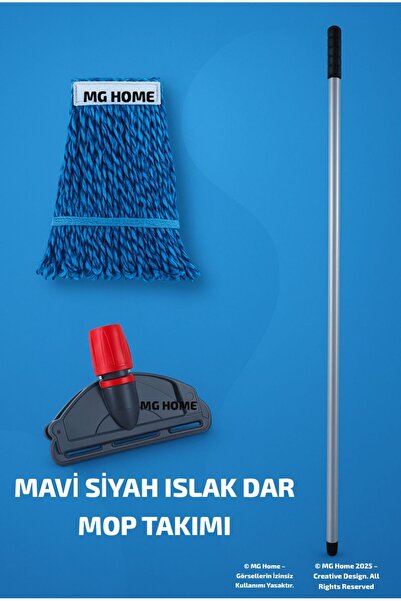 MG HOME 1 Takım Çift Kovalı Temizlik Arabası Seti Yedek Mop Takımı 17cm Dar M...