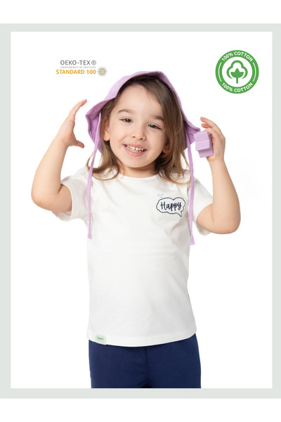 Zuppers Lacivert Nakışlı Organik Pamuk T-Shirt (0-4 Yaş) / Ekru