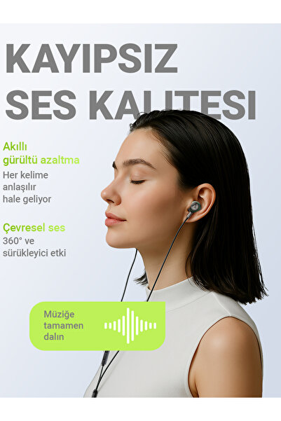 Acefast 3.5mm Kablolu HD Mikrofonlu Kulaklık Uzaktan Kumandalı Aux Girişli Kulaklık 1.2 Metre - Siyah - L4