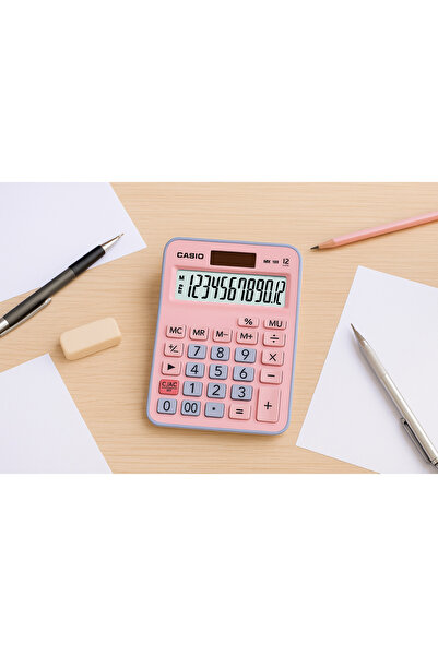 Casio Mx-12b-pklb Açık Pambe Açık Mavi 12 Hane Masa Üstü Hesap Makinası