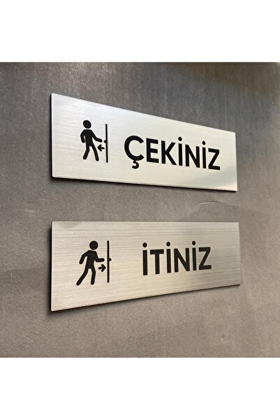 Yönline Metalic Seri Itiniz-çekiniz Set Kapı Isimliği Kendinden Yapışkanlı Pratik Bantlı 15x15 Cm