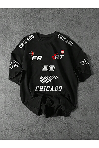 darkopia Unisex Chicago Fair 93 Team Baskılı Oversize T-shirt