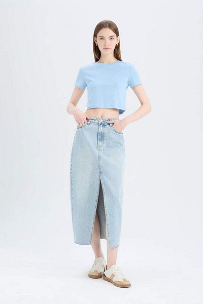 DeFacto Long Fit Midi Jean Skirt E1300Ax25Sp
