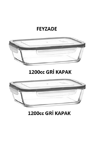 LAV مجموعة FEYZADE Fresco مكونة من 2 حاوية تخزين زجاجية - مستطيلة (1200 سم مكعب)