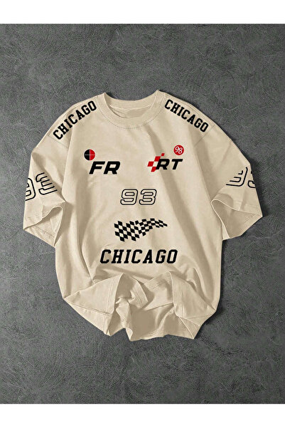 darkopia Unisex Τ-shirt Oversize Εκτύπωση Ομάδας Chicago Fair 93