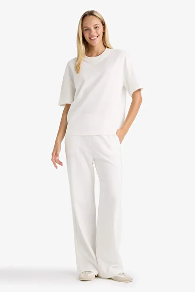 DeFacto School Wide Leg Jogginghose mit weitem Bein, elastischer Taille und Taschen, Basic Plain D3759ax24au