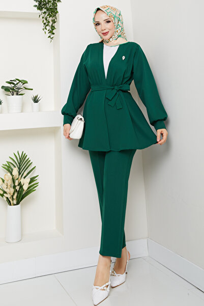 modapark.ist Women's Belt Detailed Trousers Suit