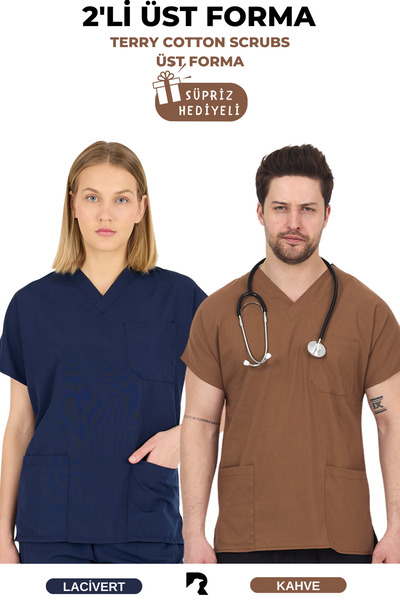 Raven Uniform Unisex Terikoton Doktor Hemşire Forması Medikal Forma Cerrahi (...