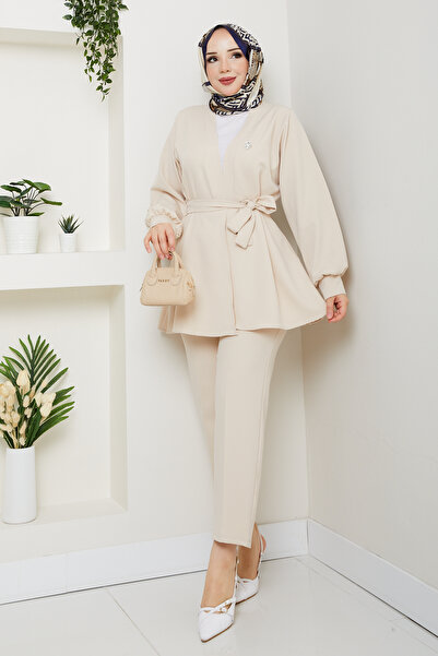 modapark.ist Women's Belt Detailed Trousers Suit