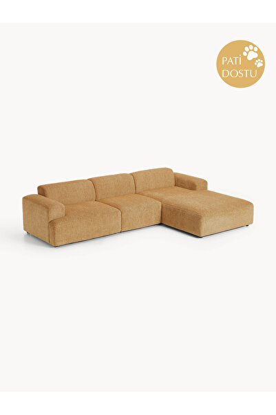 S Home Design Concept Molly Köşe Koltuk Sağ Köşe, Teddy Hardal 290x185 cm (Pati Dostu)