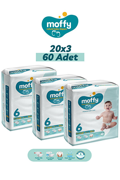 Moffy Twin Extra Large No 6 Bebek Bezi (20 x 3) 60 Adet