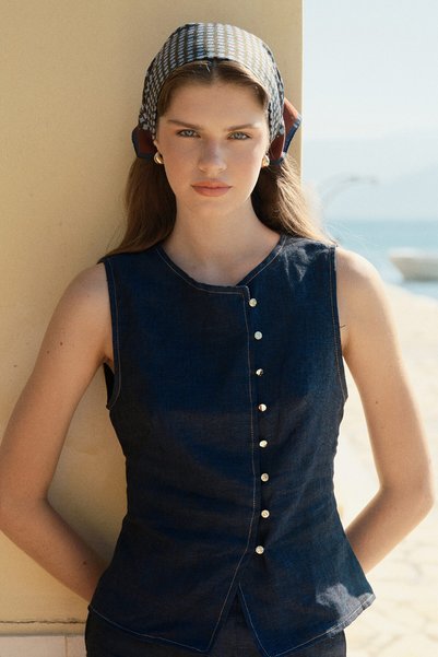 Jolamier Patterned Modal Scarf Classic - Dark Blue