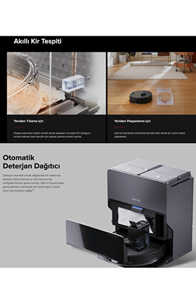 Roborock Ultra Premium Istasyonlu Robot Süpürge Beyaz, 240dk | Akıllı Çift Temizleme Gücü | Kendini Temizleme