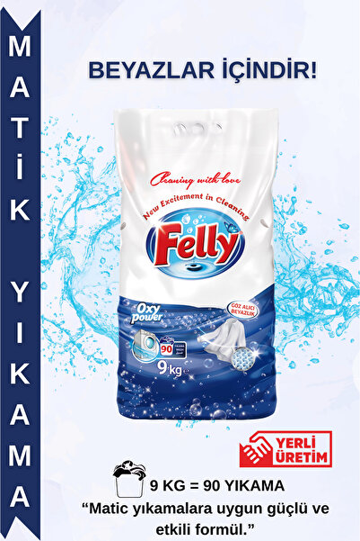 FELLY 9 kg Toz Çamaşır Deterjanı – Beyazlar İçin Yoğun Beyazlık ve Uzun Sürel...