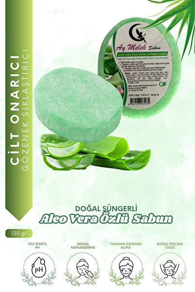 AYMELEK Aloe Vera Özlü Süngerli Doğal Güzellik Sabunu Cilt Kırışıklık Önleyic...