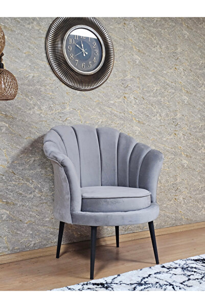 ZAFİR Tekli İstiridye Siyah Boyalı Sivriltme Ayak Çay Seti Koltuk Tekli Berjer , Balkon, Salon, Ofis