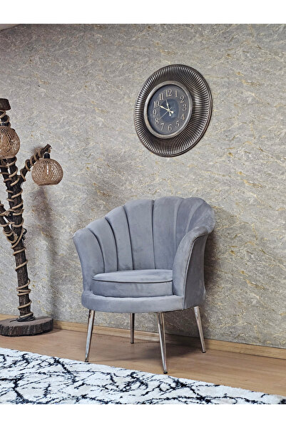 ZAFİR Tekli İstiridye Krom Kaplama Sivriltme Ayak Çay Seti Koltuk Tekli Berjer , Balkon, Salon, Ofis