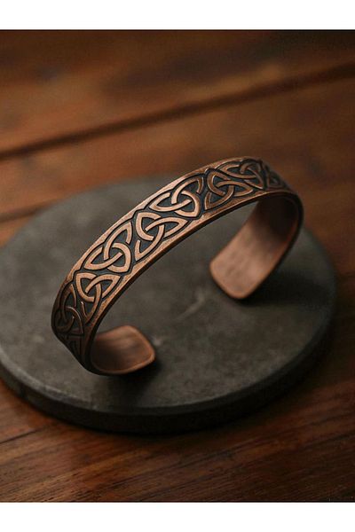 OSMANLI GÜMÜŞ Men's Women's Copper Bracelet - Alpha Model Copper Bracelet with Metal Box and Quartz Stone