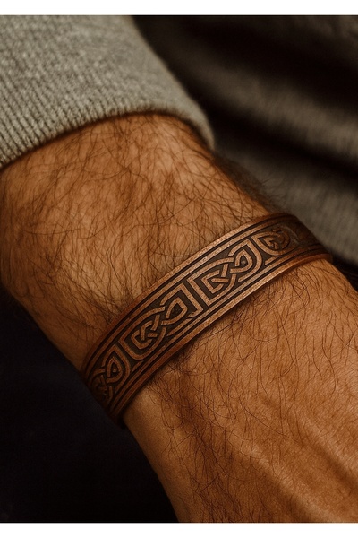 OSMANLI GÜMÜŞ Men's Women's Copper Bracelet - Alpha Model Copper Bracelet with Metal Box and Quartz Stone