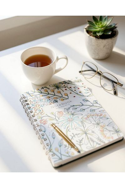 Chi-Chi Papers A5 Lined Spiral Notebook |   Handmade, 96 Sheets, Ivory Paper