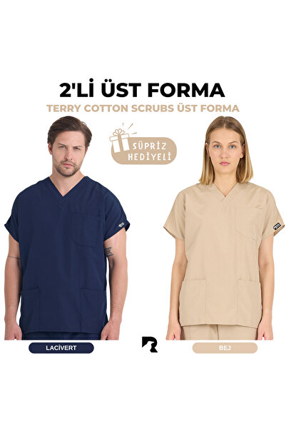 Raven Uniform مجموعة من قطعتين من الجيرسيه العلوي - زي موحد للممرضات والأطباء بأكمام الخفاش للجنسين