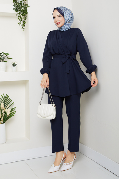 modapark.ist Kadın Drape Detaylı Pantolonlu Takım