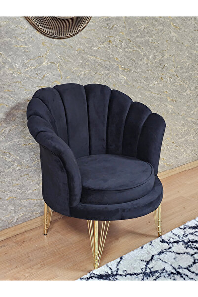 ZAFİR Tekli İstiridye Gold Kaplama Telli Ayak Çay Seti Koltuk Tekli Berjer , Balkon, Salon, Ofis