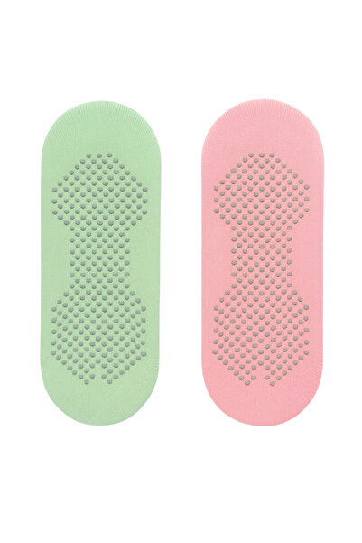 Katia&Bony Women's 2-Piece Asta Yoga / Pilates Step Socks Light Green / Pink