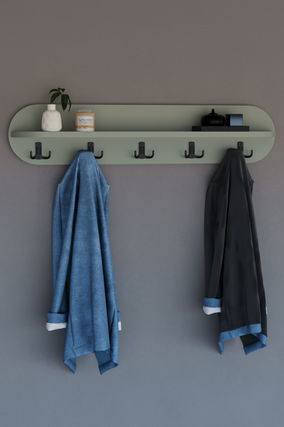 HMC DECOR Duvar Elbise Askılığı 90 Cm Kül Yeşili