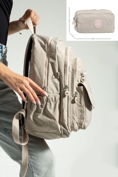 Çanta Trend Mega Size Unisex Adjustable Orthopedic Strap Multi-Compartment School Bag + Pen Holder