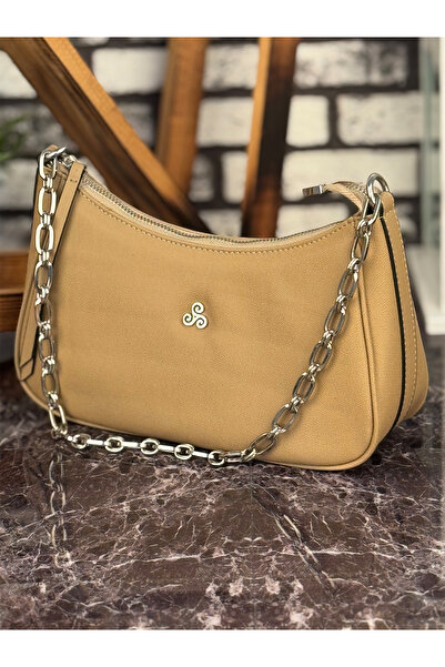 Ghattix Beige Faux Leather Strap Daily Women's Hand Shoulder Bag