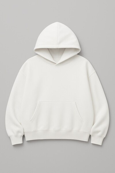 The Champ Clothing Oversize Unisex Sweatshirt Hoodie White – Hooded, 3 Thread Raised Fleece, Kangaroo Pocket, Basic