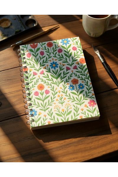 Chi-Chi Papers A5 Lined Spiral Notebook |   Handmade, 96 Sheets, Ivory Paper