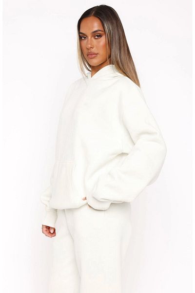 The Champ Clothing Oversize Unisex Sweatshirt Hoodie White – Hooded, 3 Thread Raised Fleece, Kangaroo Pocket, Basic