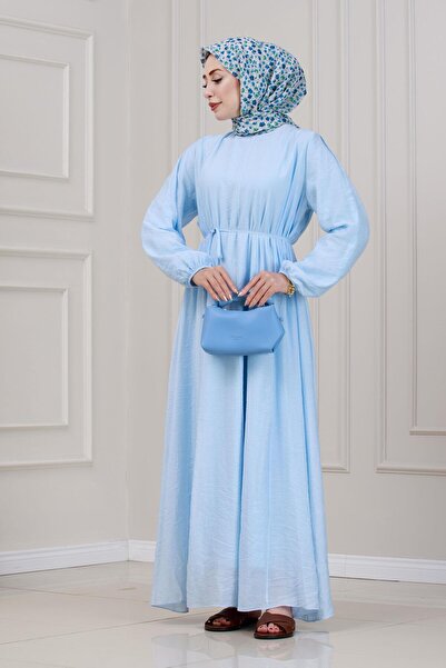 Sevitli Φόρεμα Pera με κορδόνια στη μέση-Μπλε