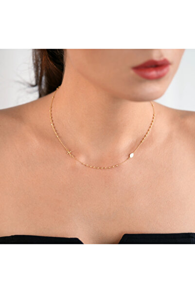 Sandra Ferretti Colier Rozariu din Aur Galben de 18K cu Bile Diamantate si Lant Diamantat, 2.60g