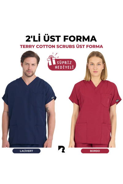 Raven Uniform SET DE 2 - Uniforme unisex cu mâneci liliac pentru asistentă me...