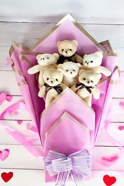Sole 90cm Plush Bear and Lilac Soft Plush Teddy Bear Bouquet Gift for Lover Birthday Special Day Gift Set