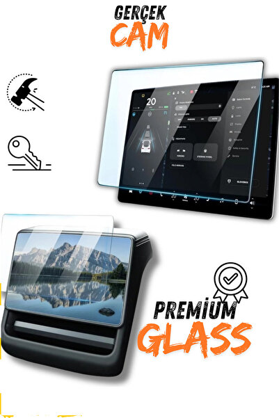 Redclick Tesla Model Y Juniper Yeni Seri 2in1 Gerçek Cam Ön Arka Araç Multime...