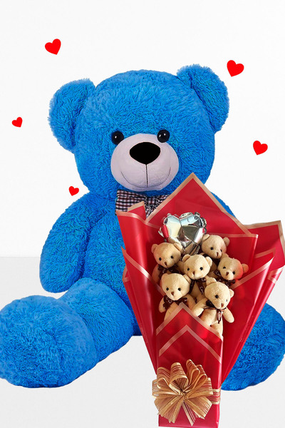 Sole 90 cm Plush Bear Romantic Milk Coffee Teddy Bear Bouquet with Balloons for Valentine's Day Birthday and Special Day Gift