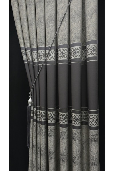 Art Perde Pano Fon Perde Gri (Süsler Hediye) Tek Kanat Pano Fon Perde