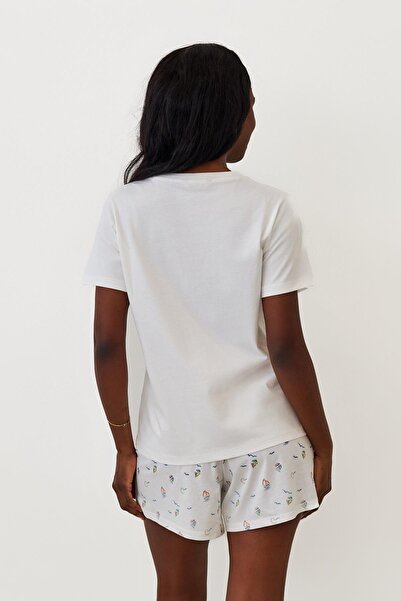 Katia&Bony Women's Ecru Seageo Fish Shorts Pajama Set