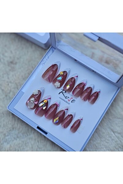 Rose AURA BELLA BUTİK JEL GÖRÜNÜMLÜ TAKMA TIRNAK 💅