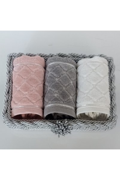 FNT Knitted Towel Basket Cotton Colorful 30*50 Towel 3 Pieces Gift Bundle Dowry Holder